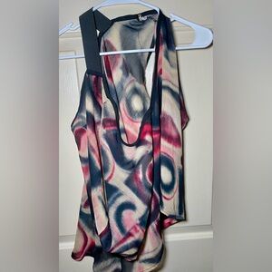 Women’s Abstract Print‎ Mesh Top With Black Lining M
